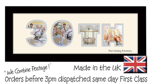 30th Pearl Wedding Anniversary Double Mounted Photo Frame 861A 450mm x 151mm mount size  , Choices of frames & Borders