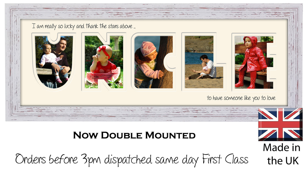 Uncle Photo Frame - Uncle Thank the Stars Word Photo Frame 899A 450mm x 151mm mount size  , Choices of frames & Borders