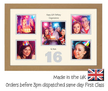 16th Birthday 4"x4" x4 and 5"x5" Square Boxes Photo Frame Double Mounted 963D 450mm x 297mm  mount size , Choices of frames & Borders