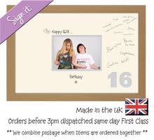 16th Birthday Signing Guest Photo Frame Gift 7"x5" Photo by Photos in a Word 652D 450mm x 297mm mount size , Choices of frames & Borders