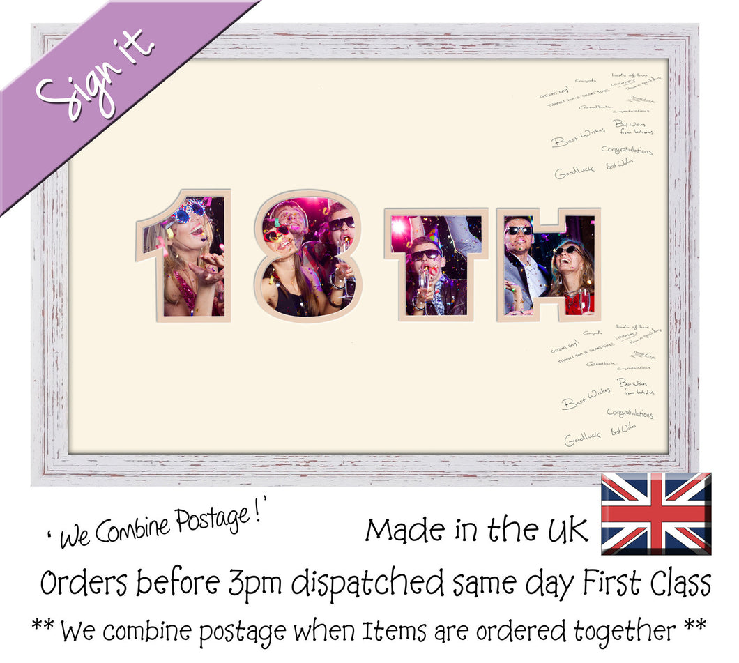 18th Birthday Signing Double Mounted Photo Frame 869D 450mm x 297mm mount size  , Choices of frames & Borders