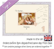 1st Anniversary Signing Guest Photo Frame Gift 7"x5" Photo by Photos in a Word 689D 450mm x 297mm mount size  , Choices of frames & Borders