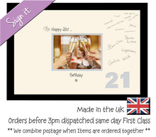 21st Birthday Signing Guest Photo Frame Gift 7"x5" Photo by Photos in a Word 660D 450mm x 297mm  , Choices of frames & Borders