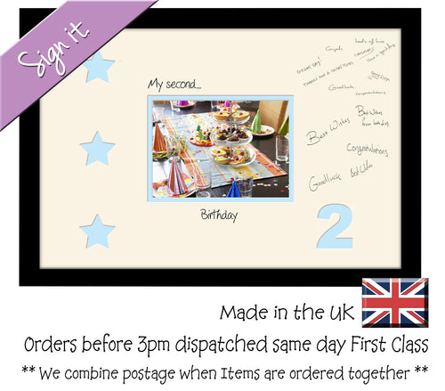 2nd - My Second Birthday with Stars Signing Guest Photo Frame Double Mounted Gift 1st 7