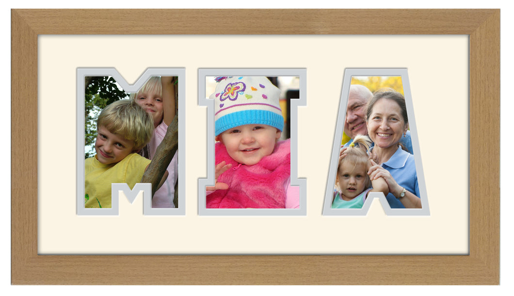 3 Letter Photo Frame - Double Mounted Three Letter Custom Name Personalised Word Photo Frame 1266AA 297mm x 151mm mount size  , Choices of frames & Borders