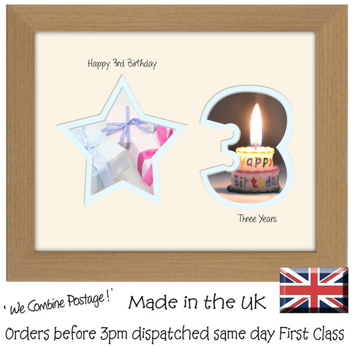 3rd Birthday Photo Frame - 3rd Birthday with Star Landscape photo frame 1164F 9