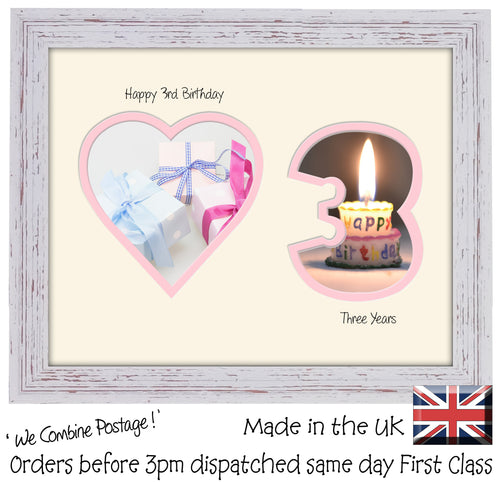 3rd Birthday Photo Frame - 3rd Birthday with Heart Landscape photo frame 1163F 9