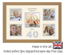 40th Birthday 4"x4" x4 and 5"x5" Square Boxes Photo Frame Double Mounted 967D 450mm x 297mm  mount size , Choices of frames & Borders