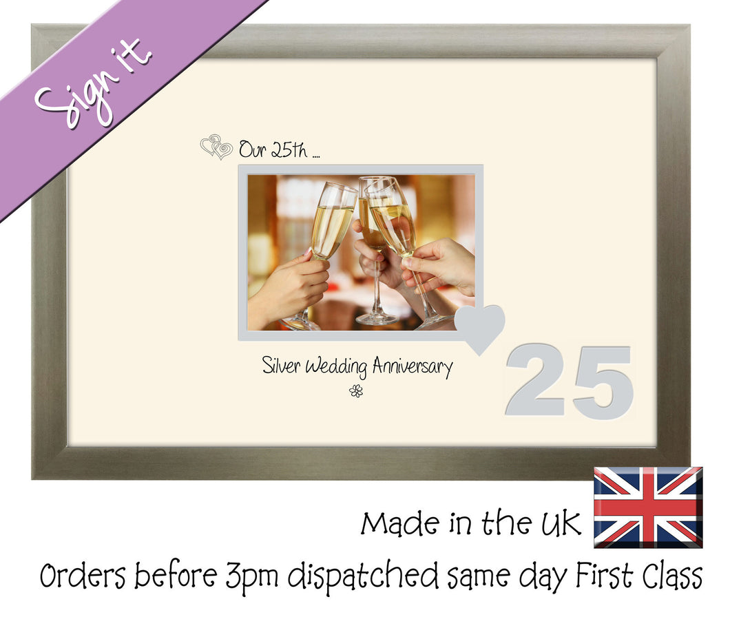 25th Silver Wedding Anniversary Signing Guest Photo Frame Gift 7