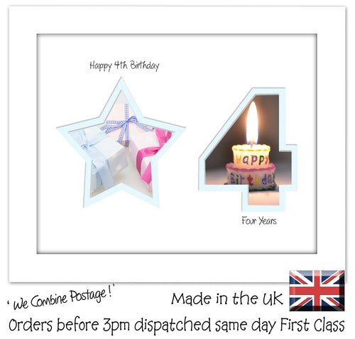 4th Birthday Photo Frame - 4th Birthday with Star Landscape photo frame 1166F 9