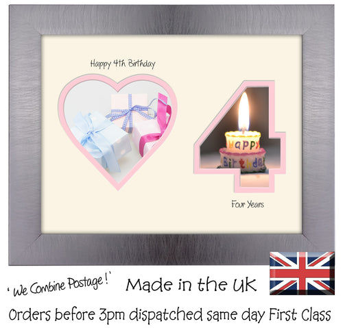 4th Birthday Photo Frame - 4th Birthday with Heart Landscape photo frame 1165F 9