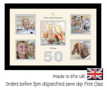 50th Golden Wedding 4"x4" x4 and 5"x5" Square Boxes Photo Frame Double Mounted 977D 450mm x 297mm  mount size , Choices of frames & Borders