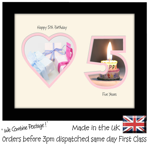 5th Birthday Photo Frame - 5th Birthday with Heart Landscape photo frame 1167F 9