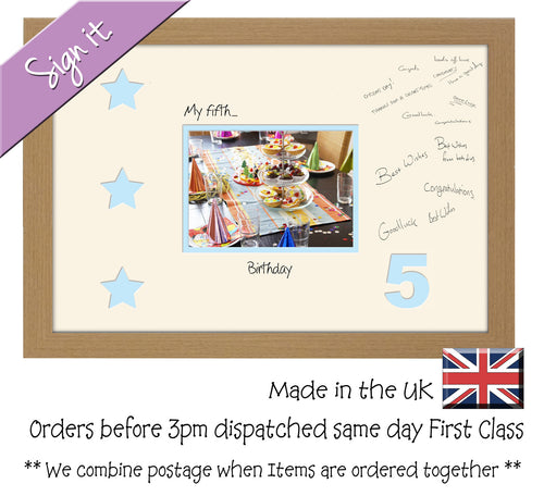 5th - My Fifth Birthday with Stars Signing Guest Photo Frame Double Mounted Gift 1st 7