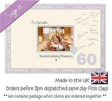 60th Diamond Wedding Signing Guest Photo Frame Gift 7"x5" Photo by Photos in a Word 694D 450mm x 297mm mount size  , Choices of frames & Borders