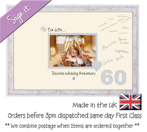 60th Diamond Wedding Signing Guest Photo Frame Gift 7