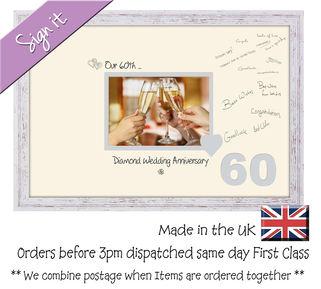 60th Diamond Wedding Signing Guest Photo Frame Gift 7