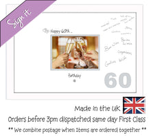 60th Birthday Signing Guest Photo Frame Gift 7"x5" Photo by Photos in a Word 676D 450mm x 297mm mount size  , Choices of frames & Borders