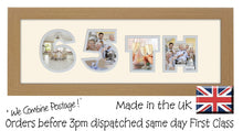 65th Birthday Anniversary Double Mounted Photo Frame 855A 450mm x 151mm mount size  , Choices of frames & Borders