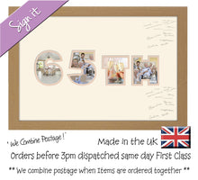 65th Birthday Anniversary Signing Double Mounted Photo Frame 875D 450mm x 297mm mount size  , Choices of frames & Borders