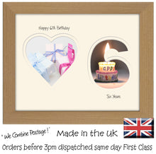 6th Birthday Photo Frame - 6th Birthday with Heart Landscape photo frame 1169F 9"x7" mount size  , Choices of frames & Borders