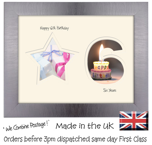 6th Birthday Photo Frame - 6th Birthday with Star Landscape photo frame 1170F 9
