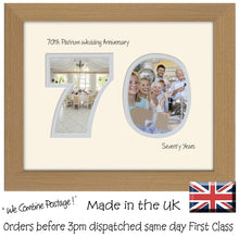 70th Platinum Wedding Anniversary Photo Frame - Seventieth  Anniversary Landscape photo frame 1196F 9"x7" mount size  , Choices of frames & Borders