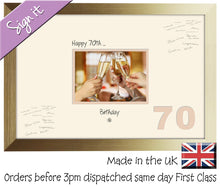 70th Birthday Signing Guest Photo Frame Gift 7"x5" Photo by Photos in a Word 684D 450mm x 297mm mount size  , Choices of frames & Borders