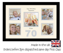 70th Birthday 4"x4" x4 and 5"x5" Square Boxes Photo Frame Double Mounted 971D 450mm x 297mm  mount size , Choices of frames & Borders