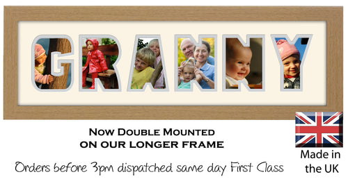 Granny Photo Frame - Granny Word Photo Frame 60CC 545mm x 151mm mount size  , Choices of frames & Borders