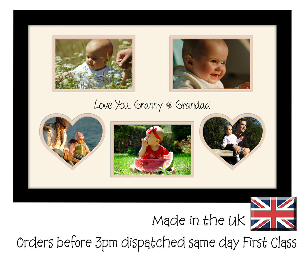 Granny & Grandad Photo Frame - Love You Granny & Grandad Multi Aperture Photo Frame Double Mounted 5BOXHRTS 578D 450mm x 297mm  , Choices of frames & Borders