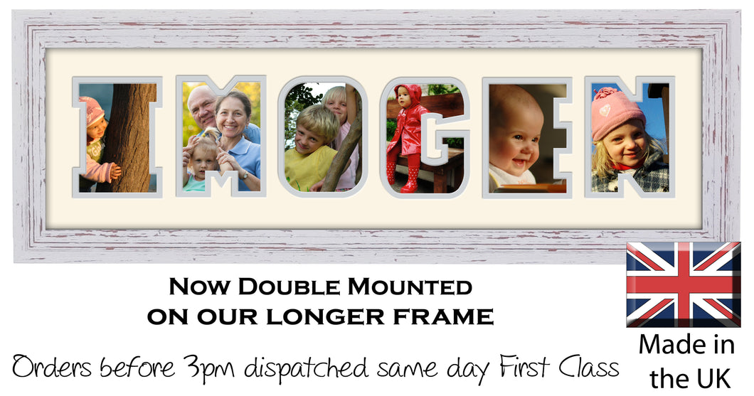 Imogen Photo Frame - Imogen Name Word Photo Frame 1307CC 545mm x 151mm mount size  , Choices of frames & Borders