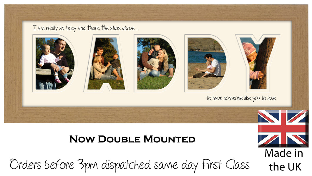 Daddy Photo Frame - Daddy Thank the Stars Word Photo Frame 897A 450mm x 151mm mount size  , Choices of frames & Borders