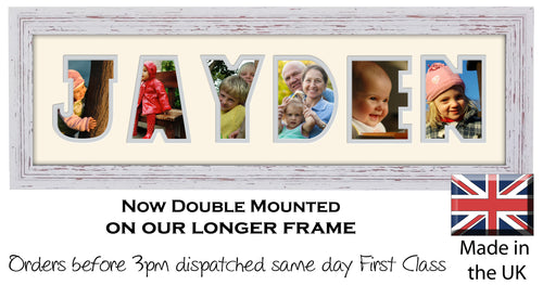 Jayden Photo Frame - Jayden Name Word Photo Frame 1311CC 545mm x 151mm mount size  , Choices of frames & Borders