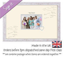 Baby Shower Photo Frame for Signing Signature for Guest Takes 7"x5" Photo by Photos in a Word 450mm x 297mm mount size 919D  , Choices of frames & Borders