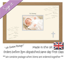 My Christening (cross) Photo Frame for Signing Signature for Guest Takes 7"x5" Photo by Photos in a Word 450mm x 297mm mount size 918D  , Choices of frames & Borders
