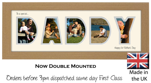Daddy Photo Frame 1st Father’s Day Daddy Word Photo frame 1238A 450mm x 151mm mount size  , Choices of frames & Borders