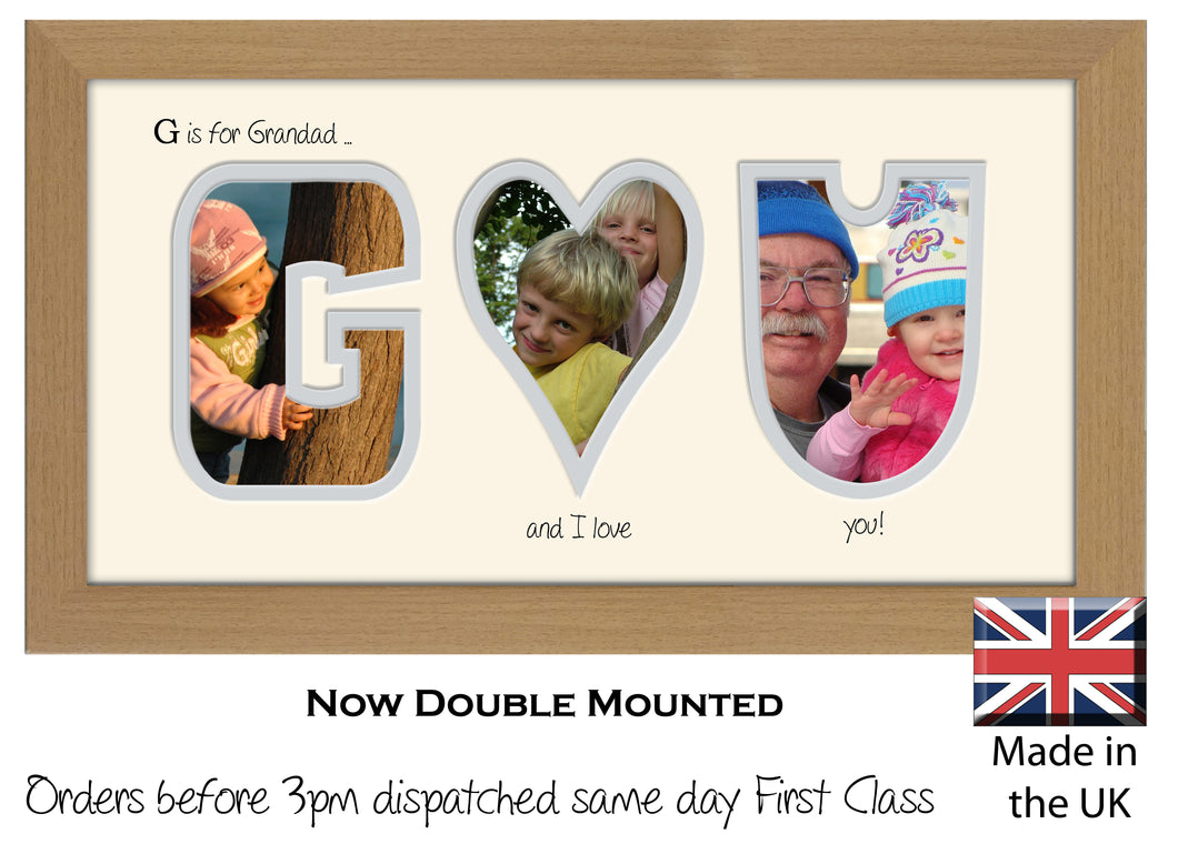 Grandad Photo Frame G is for Grandad and I / We Love You Word Photo frame 1262AA 297mm x 151mm mount size  , Choices of frames & Borders