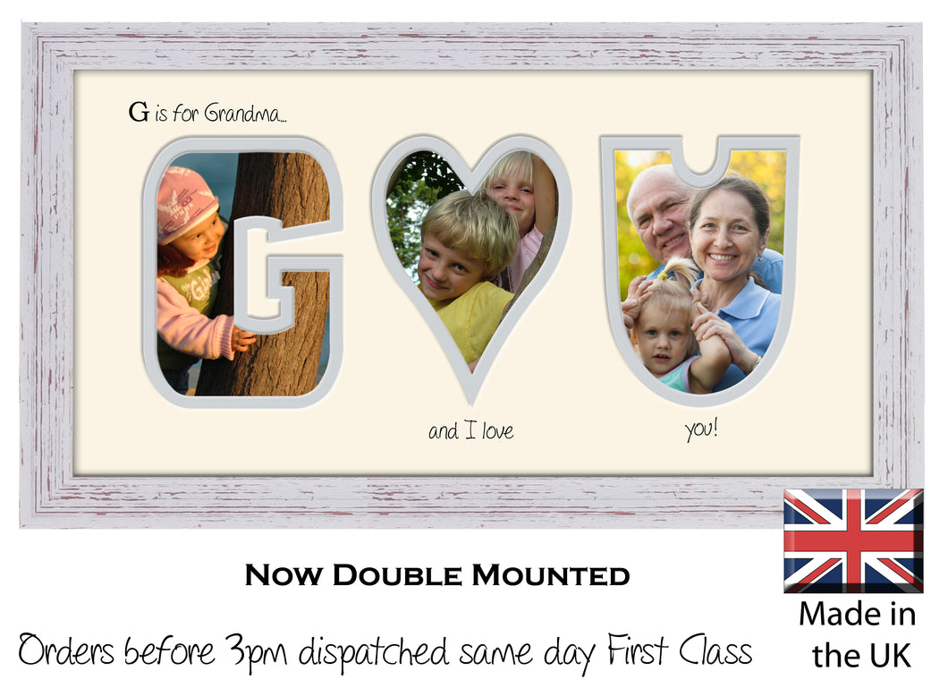 Grandma Photo Frame G is for Grandma and I / We Love You Word Photo frame 1263AA 297mm x 151mm mount size  , Choices of frames & Borders