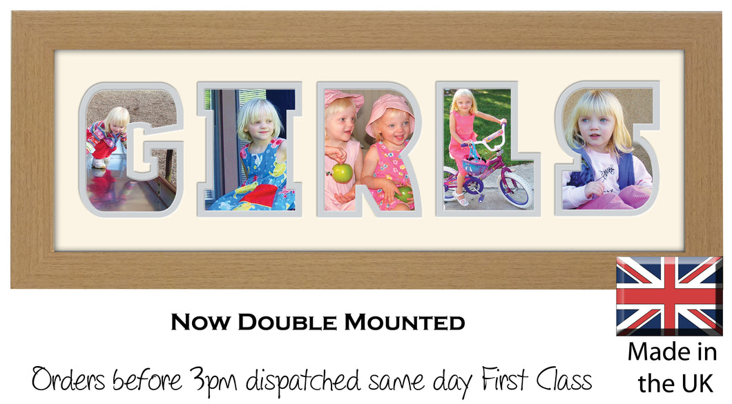 Girls Photo Frame - Girls Word Photo Frame 28A 450mm x 151mm mount size  , Choices of frames & Borders