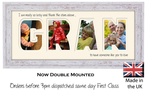 Gran Photo Frame - Gran Thank the Stars Word Photo Frame 895-BB 375mm x 151mm mount size  , Choices of frames & Borders