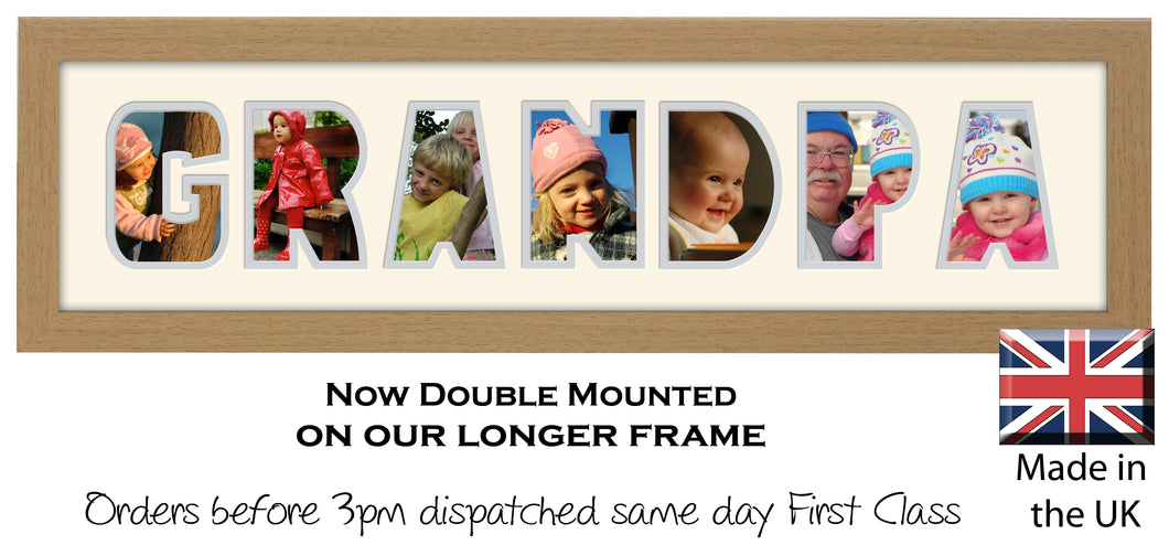 Grandpa Photo Frame - Grandpa Word Photo Frame 85DD 640mm x 151mm mount size  , Choices of frames & Borders