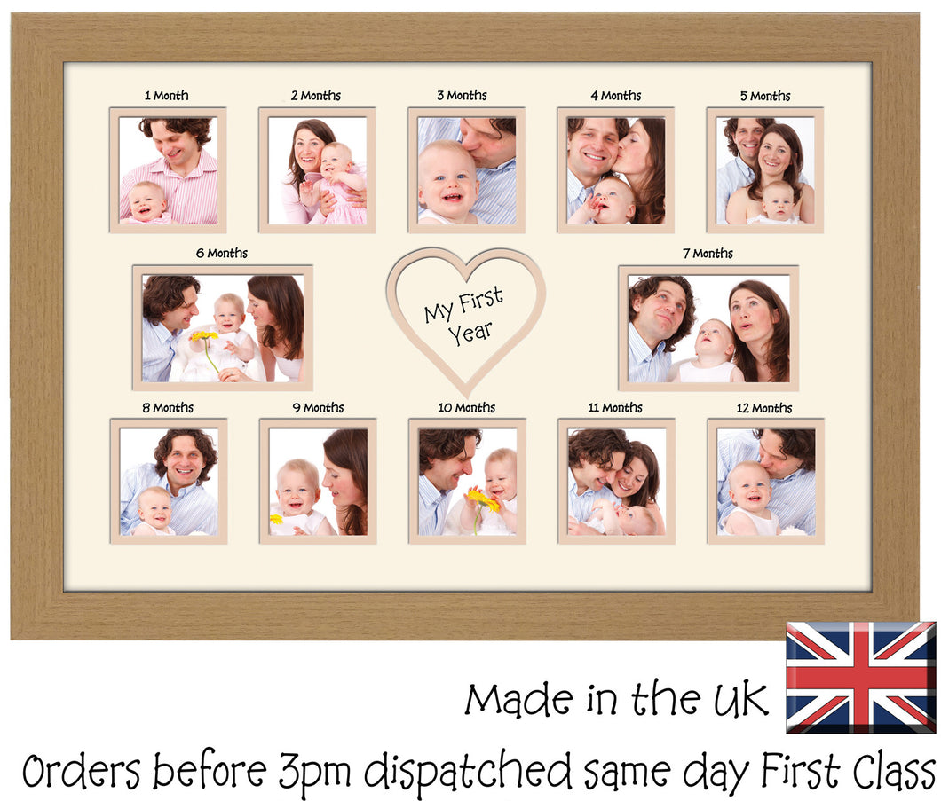 My First Year Photo Frame Double Mounted 513D 450mm x 297mm mount size  , Choices of frames & Borders