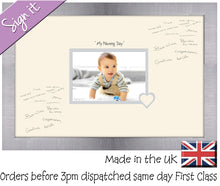 Naming Day Photo Frame for Signing Signature for Guest Takes 7"x5" Photo by Photos in a Word 450mm x 297mm mount size 920D  , Choices of frames & Borders