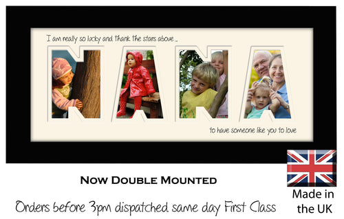 Nana Photo Frame - Nana Thank the Stars Word Photo Frame 889-BB 375mm x 151mm mount size  , Choices of frames & Borders