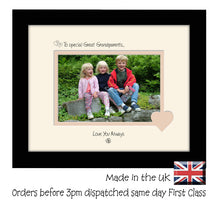 Great Grandparents Photo Frame - To a Special Great Grandparents ... Love you Always Landscape photo frame 6"x4" photo 723F 9"x7" mount size  , Choices of frames & Borders