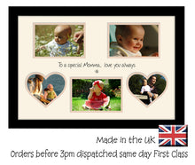 Momma Photo Frame - Special Momma Multi Aperture Photo Frame Double Mounted 5BOXHRTS 556D 450mm x 297mm mount size  , Choices of frames & Borders