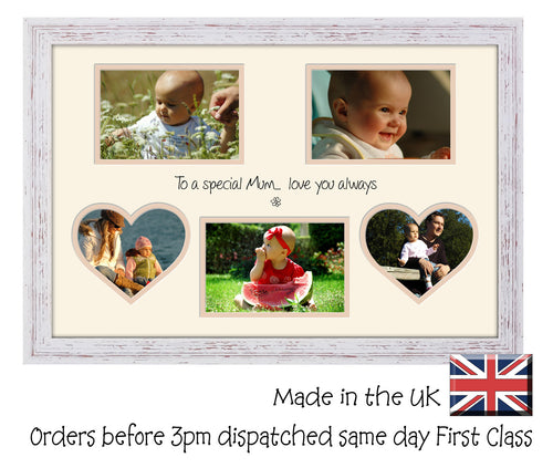 Mum Photo Frame - Special Mum Multi Aperture Photo Frame Double Mounted 5BOXHRTS 549D 450mm x 297mm mount size  , Choices of frames & Borders